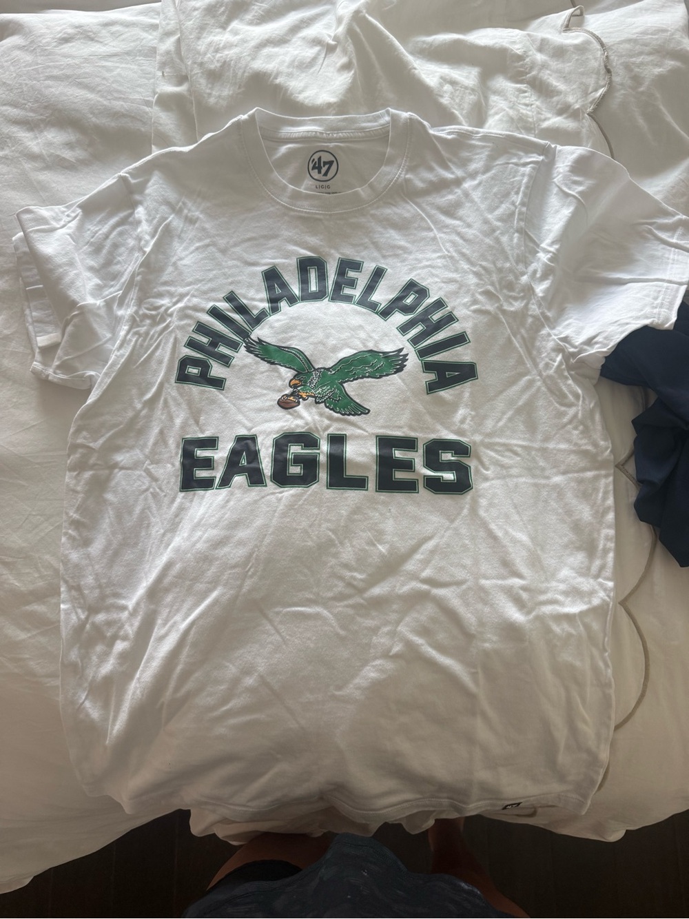 '47 Philadelphia Eagles White Tee with Green Logo